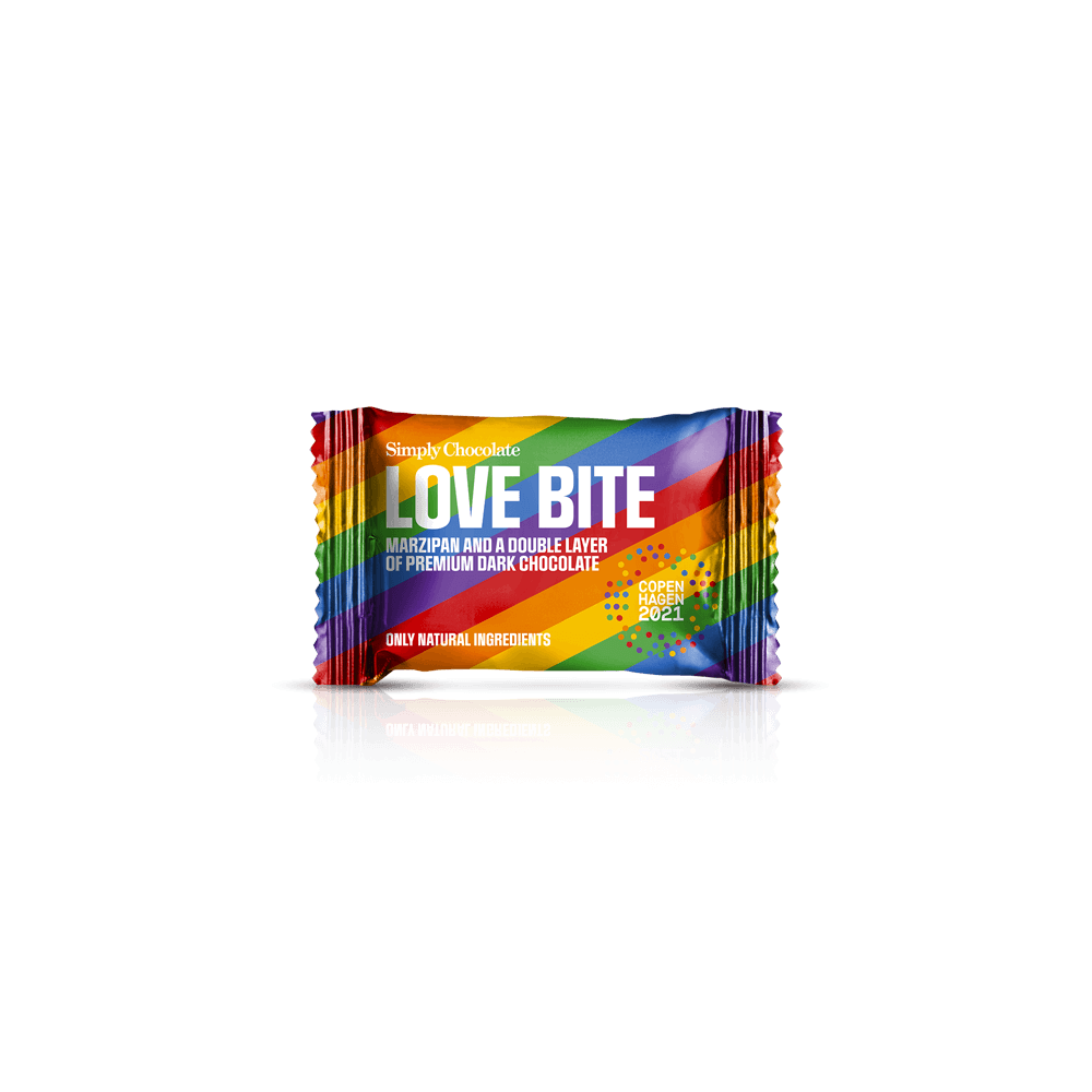 Love Bite - Box with 75 pcs. bites | Marzipan and a double layer og premium dark chocolate