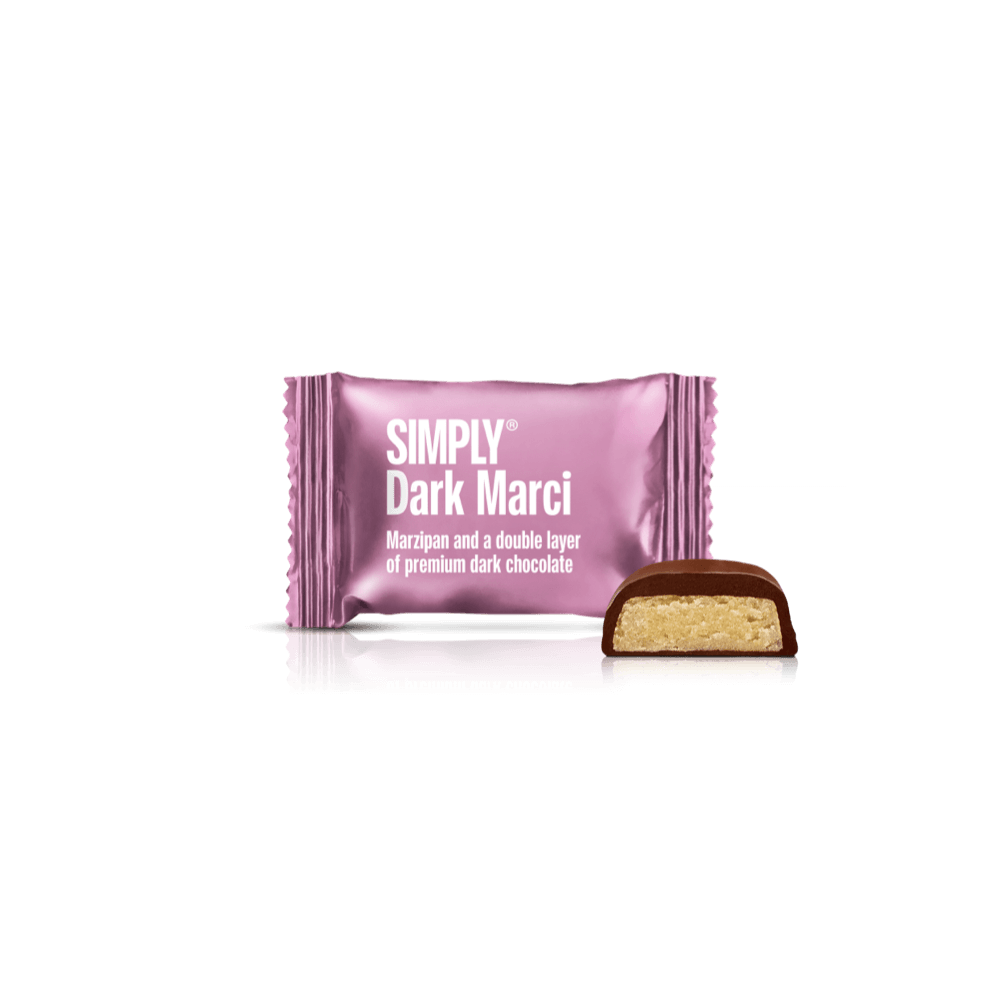 Dark Marci - Cube with 9 pcs. bites | Marzipan and a double layer of dark chocolate