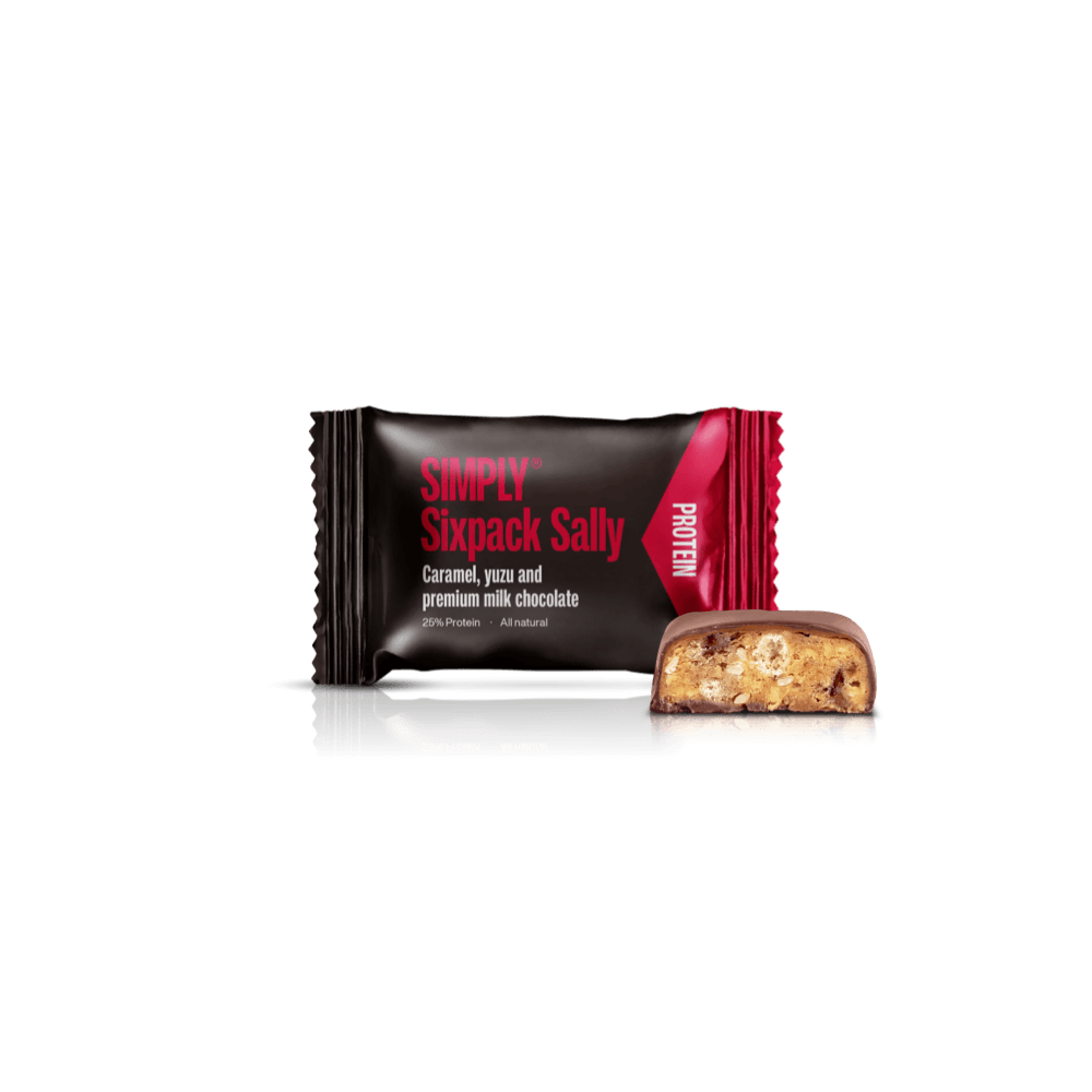 Protein bites - Caramel, yuzu, sesame, and milk chocolate | Simply® Sixpack Sally - 75 pcs.