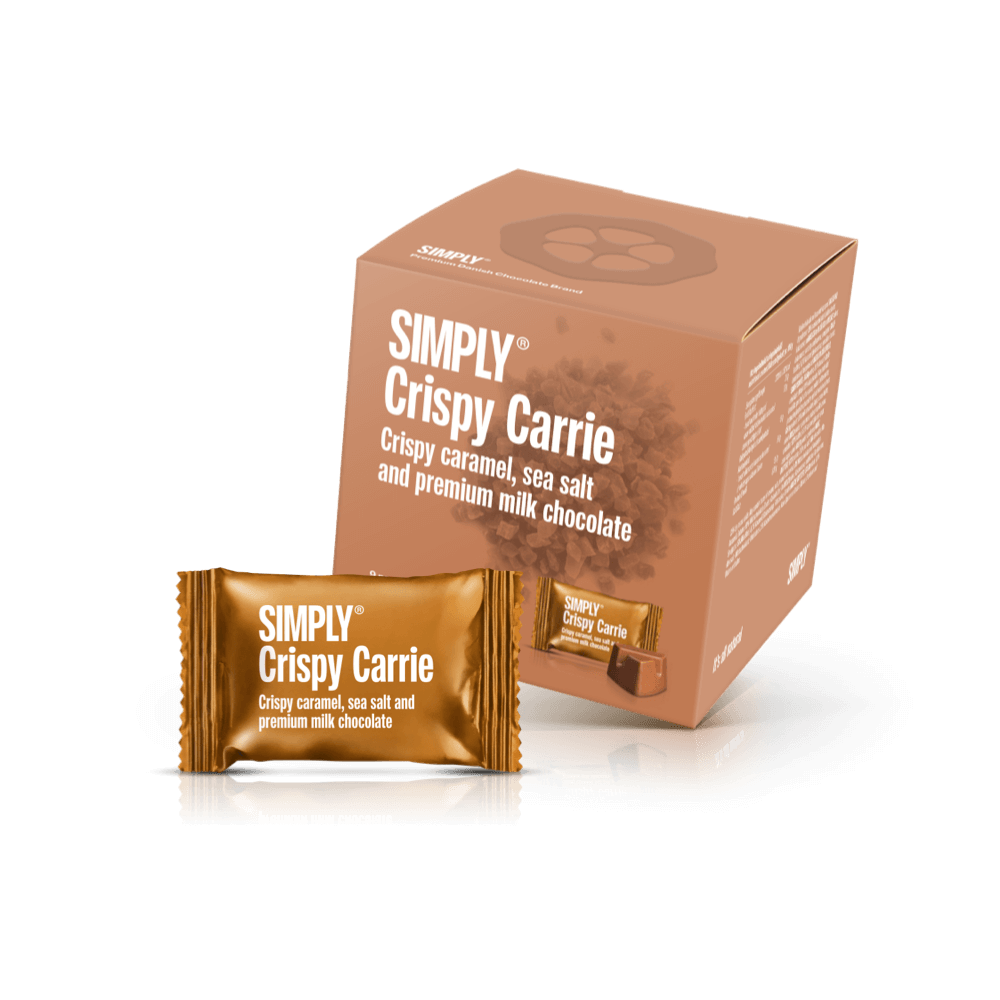 Simply® Crispy Carrie - Cube with bites | Crunchy caramel, sea salt and milk chocolate 