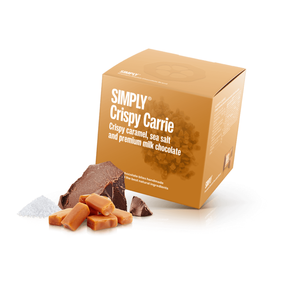 Crispy Carrie - Cube with 9 pcs. bites | Crunchy caramel, sea salt and milk chocolate 