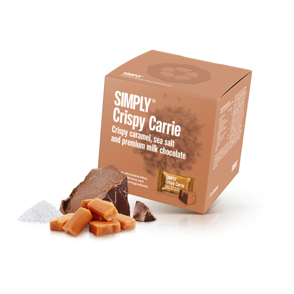 Simply® Crispy Carrie - Cube with bites | Crunchy caramel, sea salt and milk chocolate 