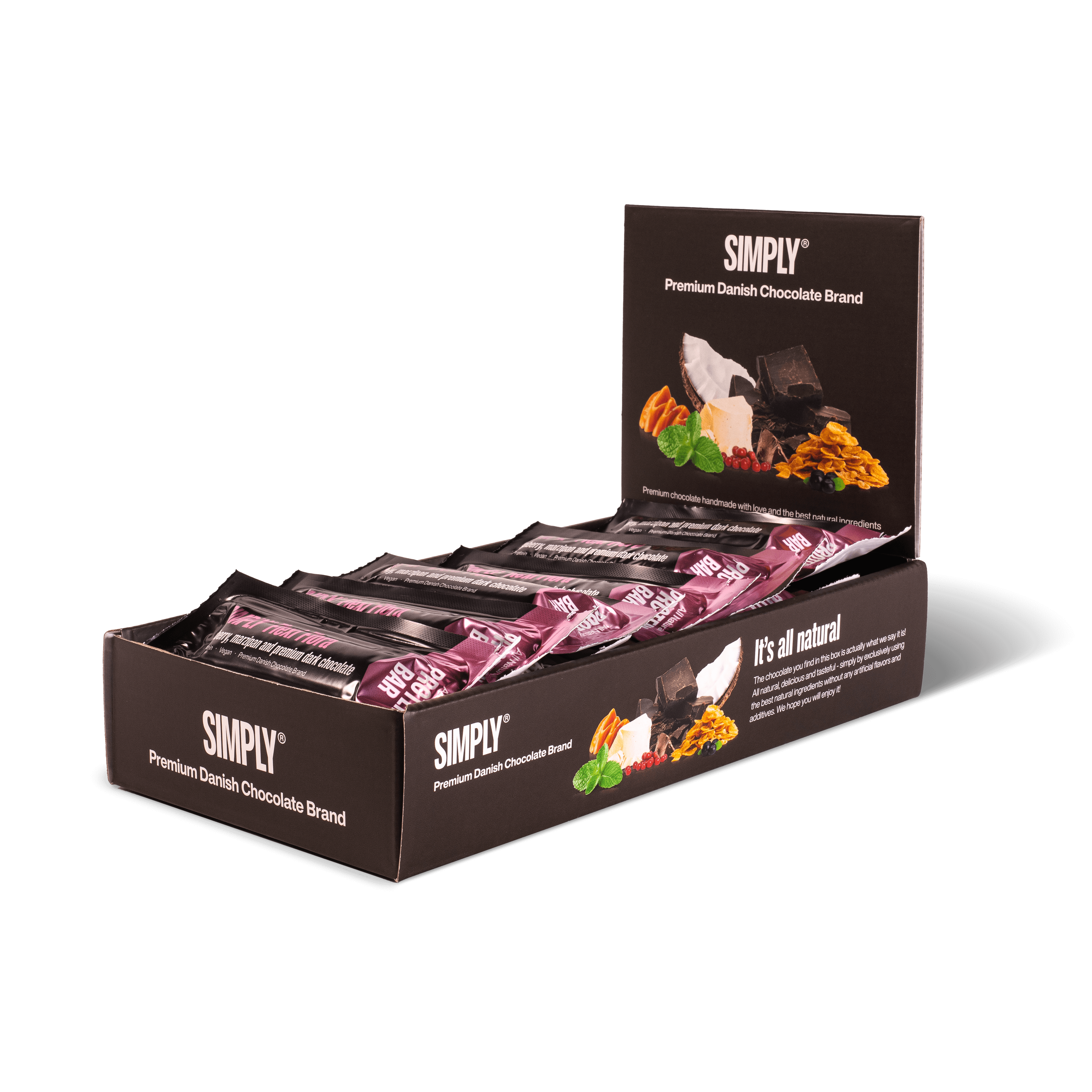 Raspberry, marzipan & premium dark chocolate | Simply® Flexi Flora – 15 pcs.