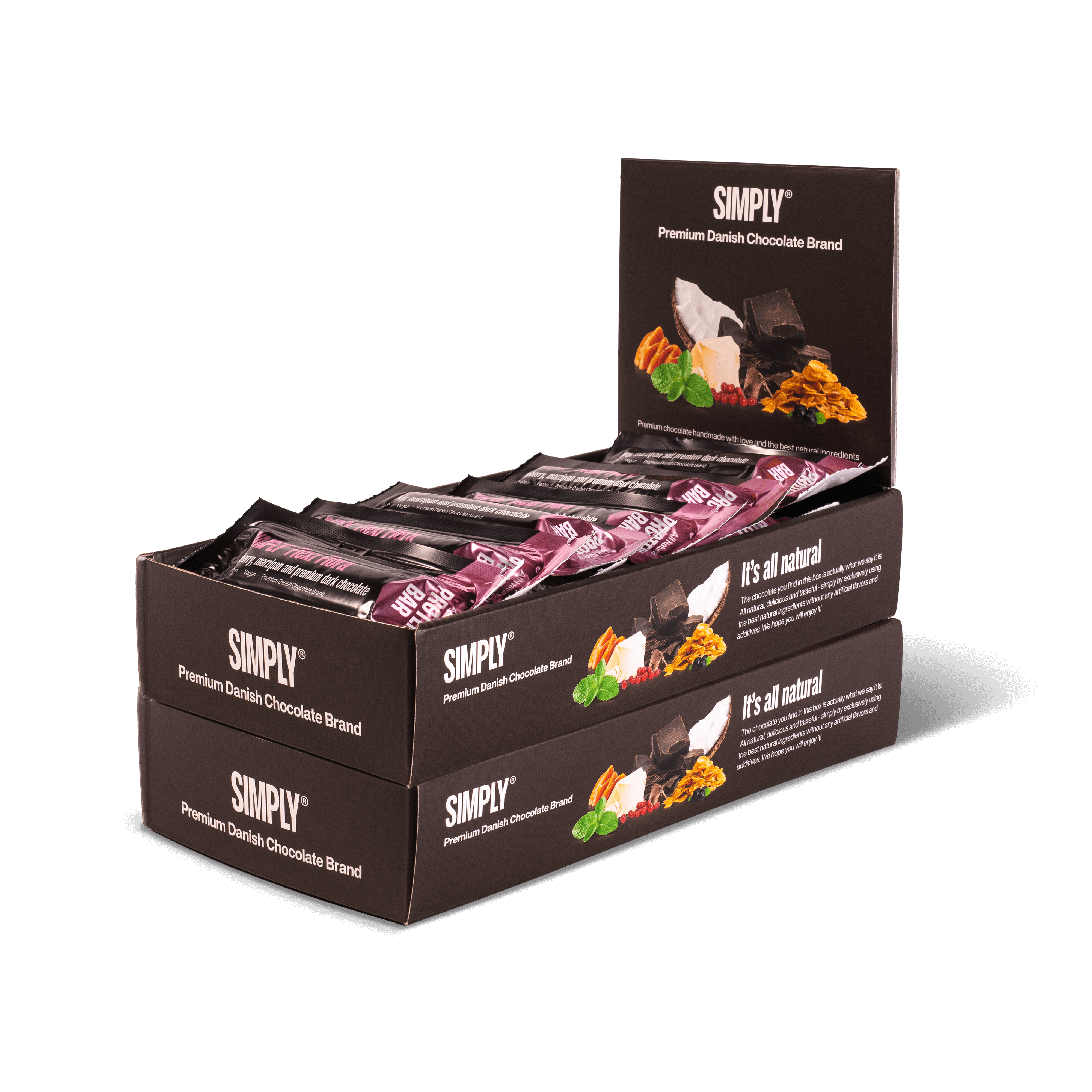 Raspberry, marzipan & premium dark chocolate | Simply® Flexi Flora – 30 pcs.