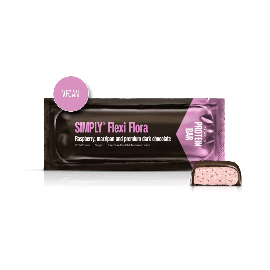 Simply® Flexi Flora Protein Bar | Raspberry, Marzipan, and Premium Dark Chocolate