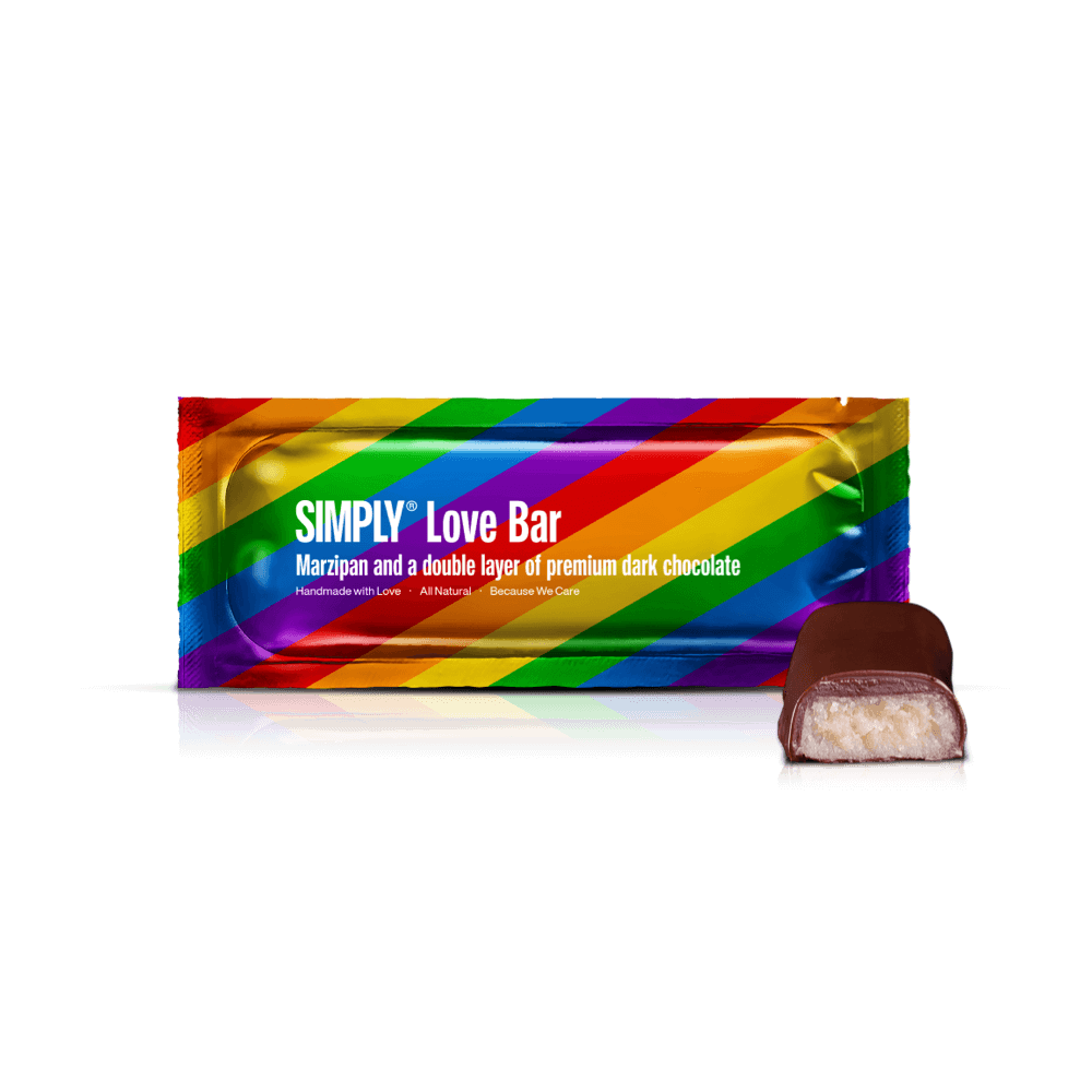 Simply® Love Bar | Marzipan and a double layer of premium dark chocolate