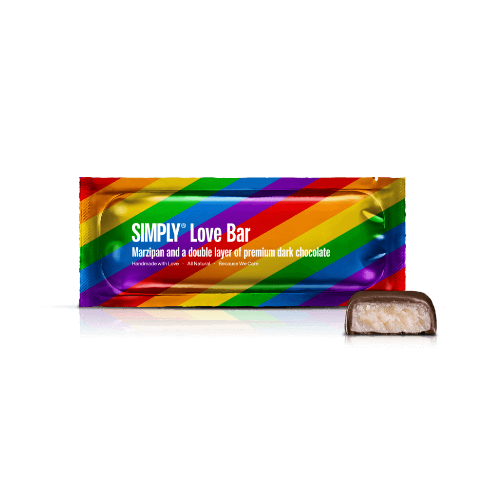 Simply® Love Bar | Marzipan and a double layer of premium dark chocolate