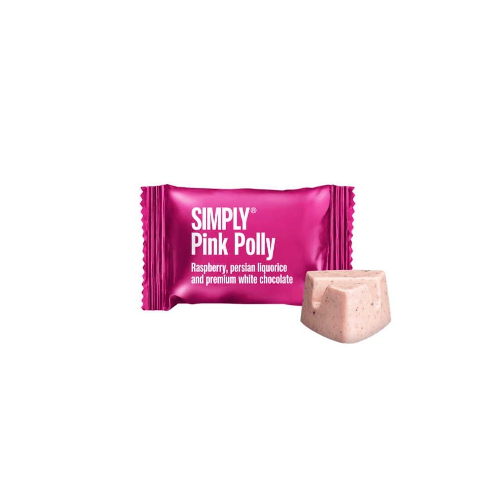 Simply® Pink Polly - 75 Bites | Raspberries, Persian liquorice and white chocolate