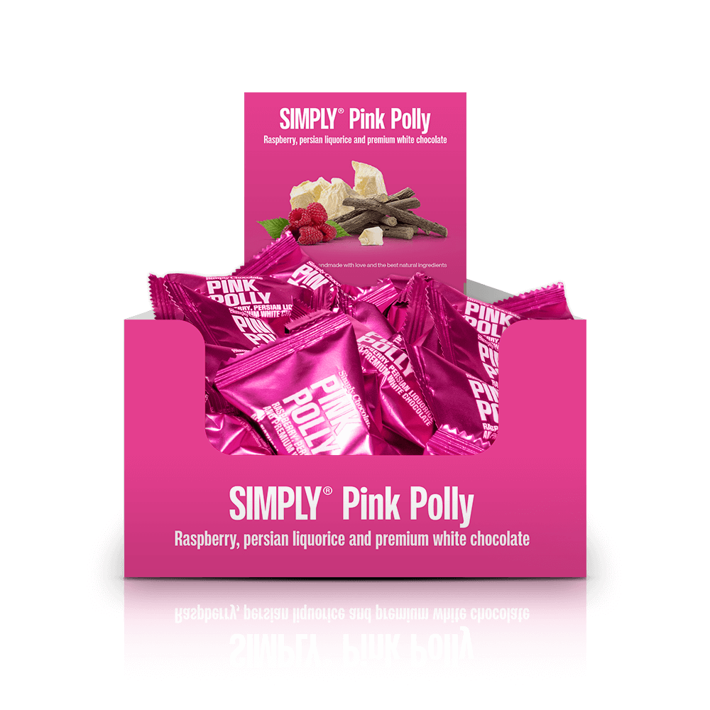 Simply® Pink Polly - 75 Bites | Raspberries, Persian liquorice and white chocolate