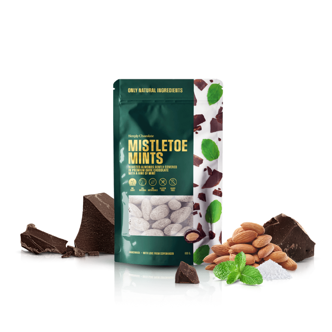 Mistletoe Toe Mints | Roasted mint almonds surrounded by dark premium dark chocolate