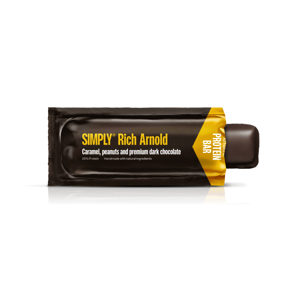 Simply® Rich Arnold protein bar | Caramel, peanuts, and dark chocolate