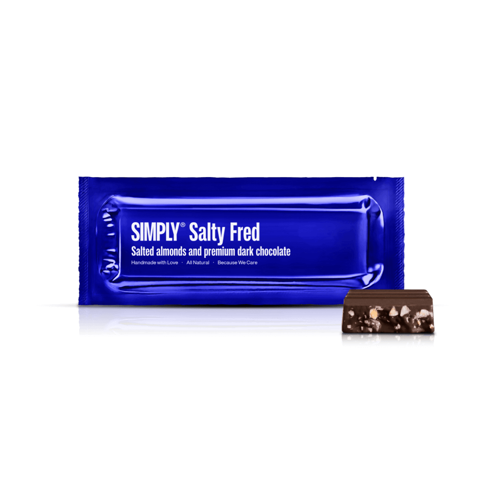 Simply® Salty Fred | Salted almonds and premium dark chocolate