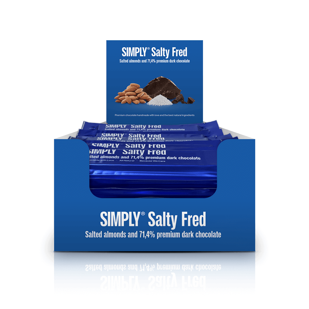 Simply® Salty Fred | Salted almonds and premium dark chocolate