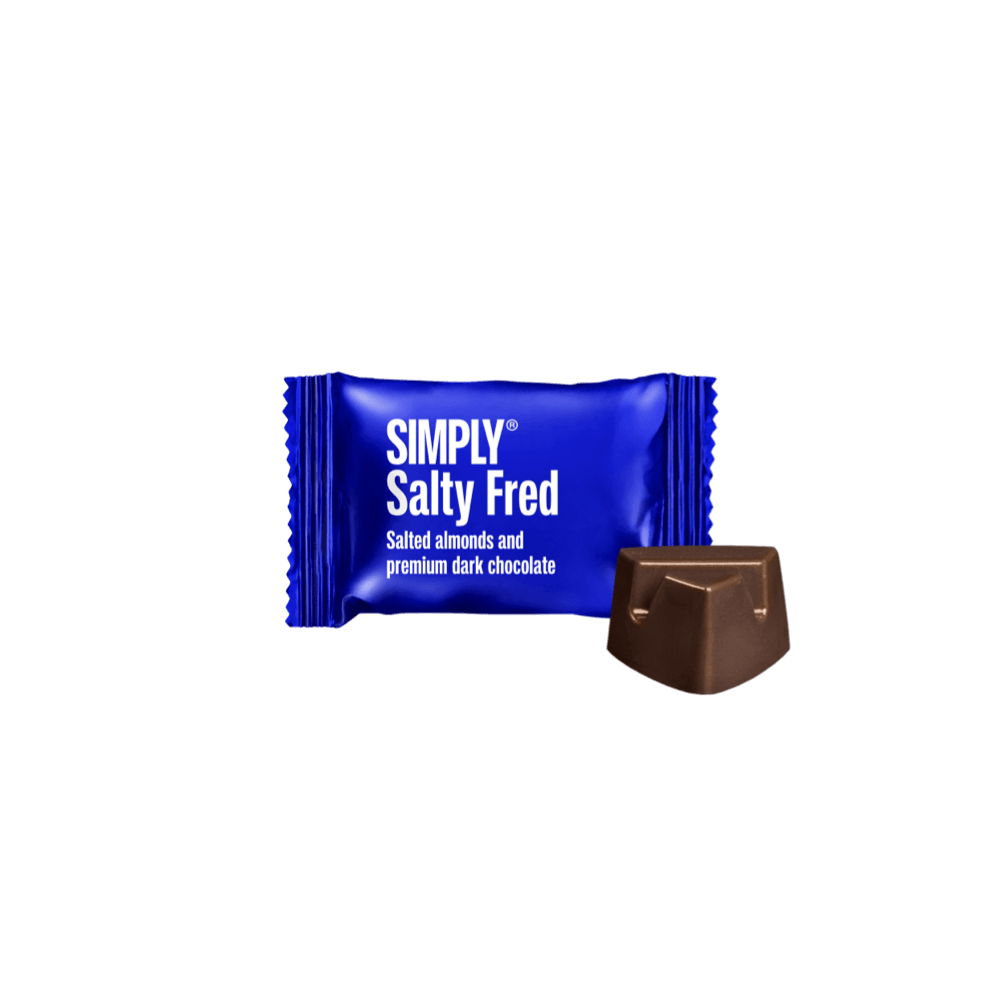 Simply® Salty Fred - 75 Bites | Salted, roasted almonds with premium dark chocolate