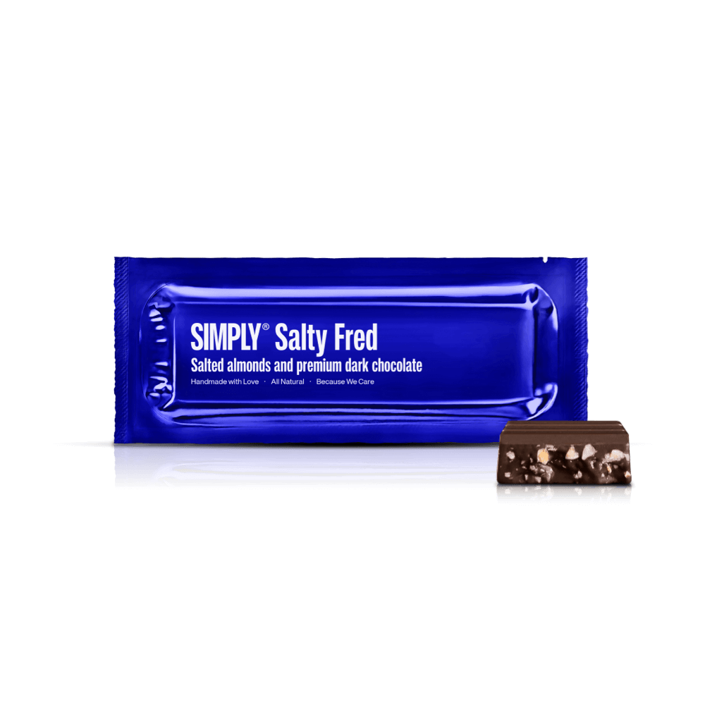 Simply® Salty Fred | Salted almonds and premium dark chocolate