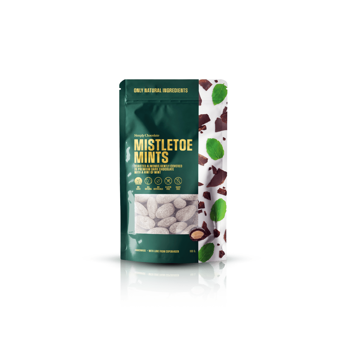 Mistle Toe Mints | Ristede mint mandler med mørk premium chokolade - Jul - Simply®