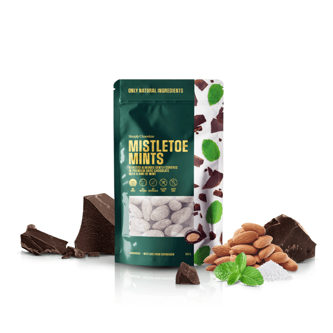 Mistle Toe Mints | Ristede mint mandler med mørk premium chokolade - Jul - Simply®