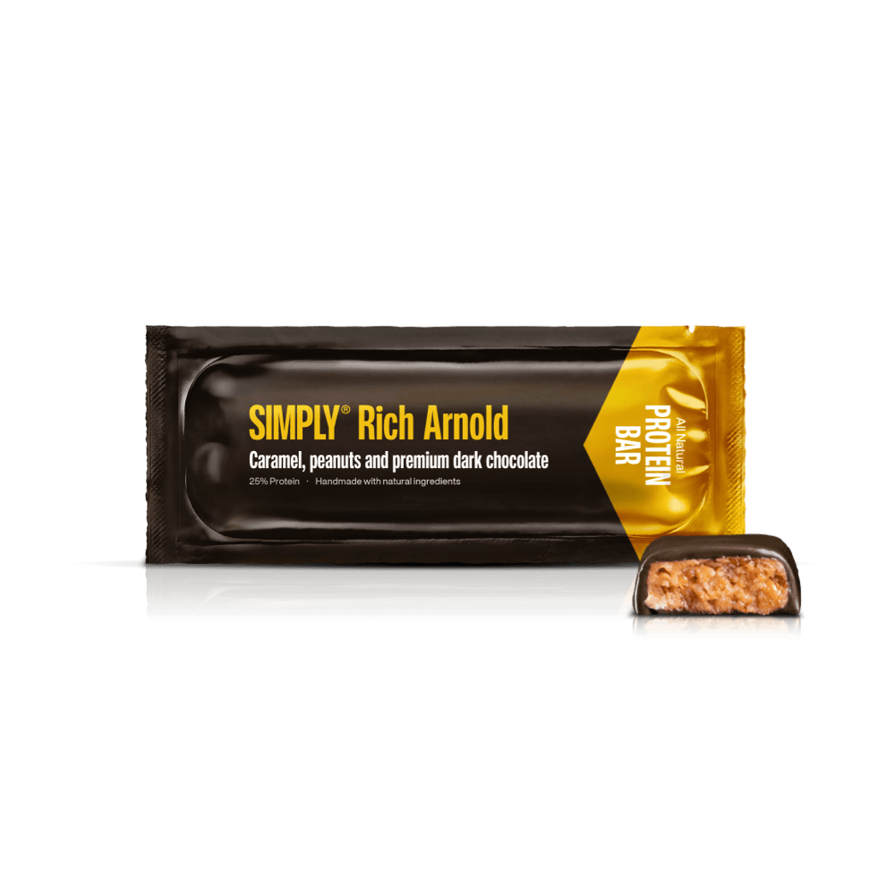 Simply® Rich Arnold protein bar | Caramel, peanuts, and dark chocolate